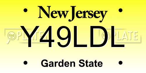 Y49LDL New Jersey License Plate