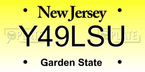 Y49LSU New Jersey License Plate