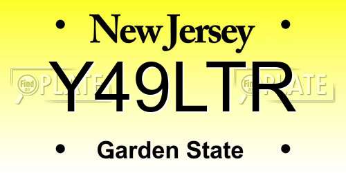 Y49LTR New Jersey License Plate