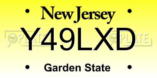 Y49LXD New Jersey License Plate