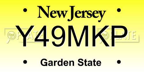 Y49MKP New Jersey License Plate