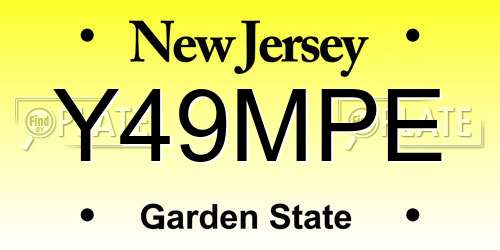 Y49MPE New Jersey License Plate