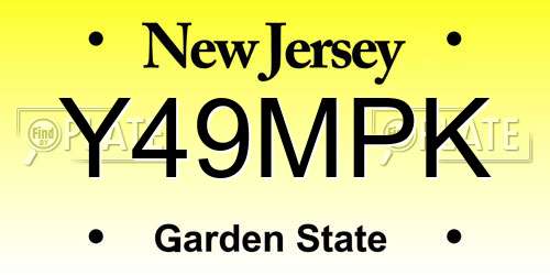 Y49MPK New Jersey License Plate
