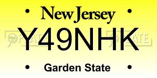 Y49NHK New Jersey License Plate