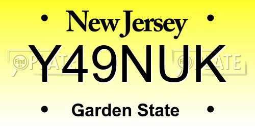 Y49NUK New Jersey License Plate