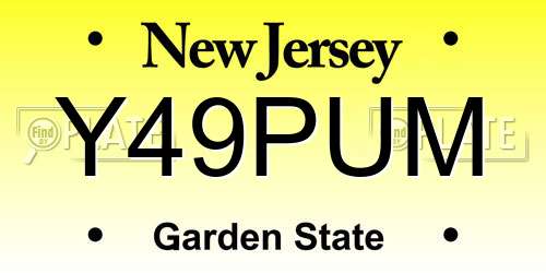 Y49PUM New Jersey License Plate