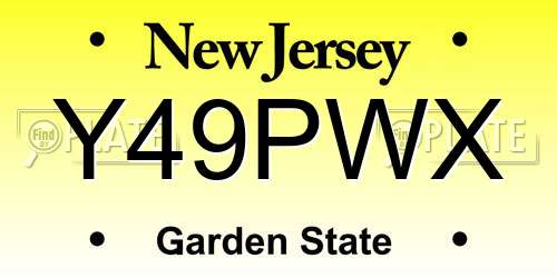 Y49PWX New Jersey License Plate