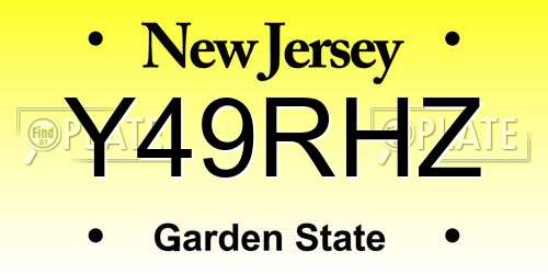 Y49RHZ New Jersey License Plate
