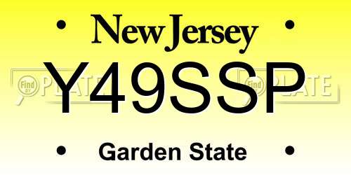 Y49SSP New Jersey License Plate