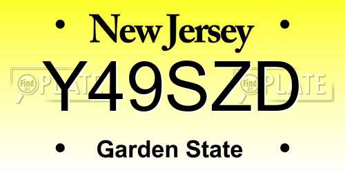 Y49SZD New Jersey License Plate