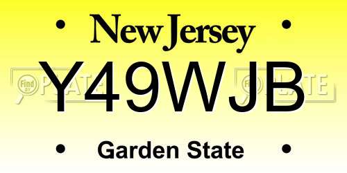 Y49WJB New Jersey License Plate