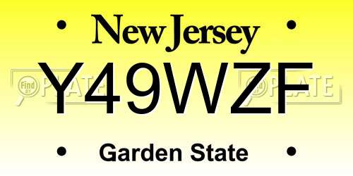 Y49WZF New Jersey License Plate