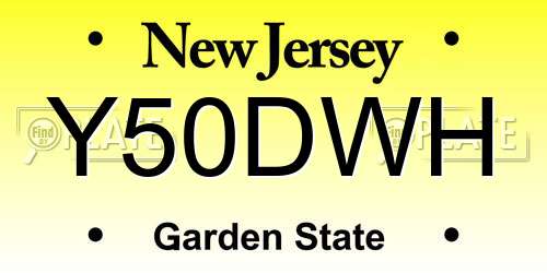 Y50DWH New Jersey License Plate