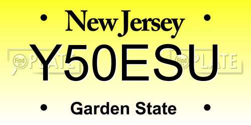 Y50ESU New Jersey License Plate