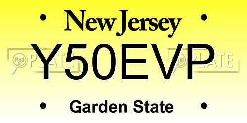 Y50EVP New Jersey License Plate