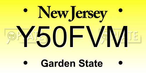 Y50FVM New Jersey License Plate