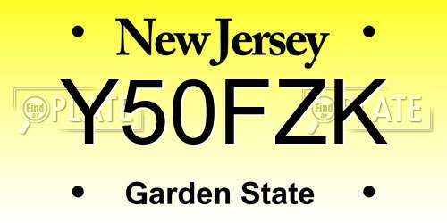 Y50FZK New Jersey License Plate