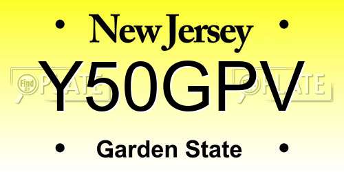 Y50GPV New Jersey License Plate
