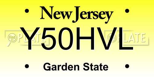 Y50HVL New Jersey License Plate