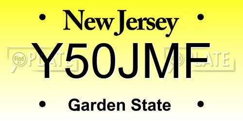 Y50JMF New Jersey License Plate