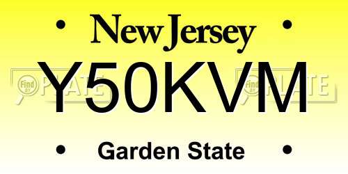 Y50KVM New Jersey License Plate
