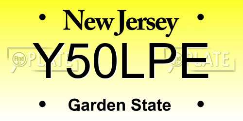 Y50LPE New Jersey License Plate