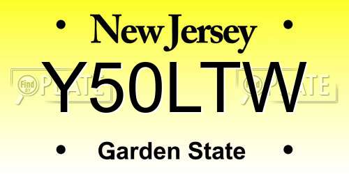 Y50LTW New Jersey License Plate