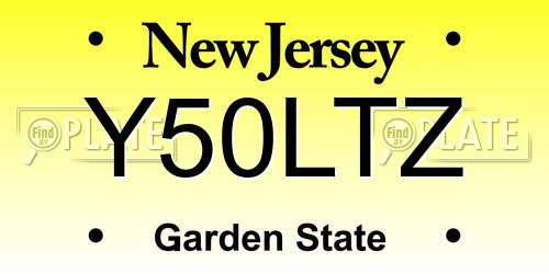 Y50LTZ New Jersey License Plate