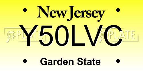 Y50LVC New Jersey License Plate