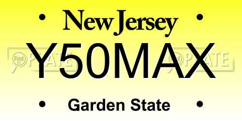 Y50MAX New Jersey License Plate
