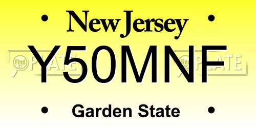 Y50MNF New Jersey License Plate