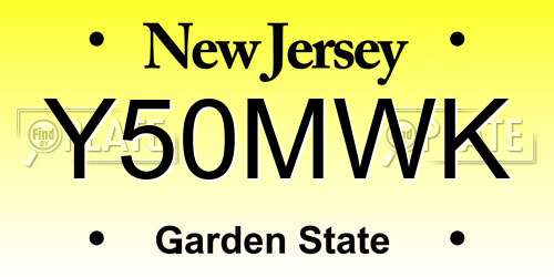 Y50MWK New Jersey License Plate