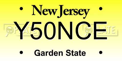 Y50NCE New Jersey License Plate
