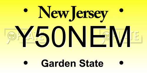 Y50NEM New Jersey License Plate