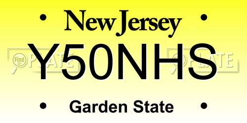 Y50NHS New Jersey License Plate