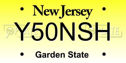 Y50NSH New Jersey License Plate