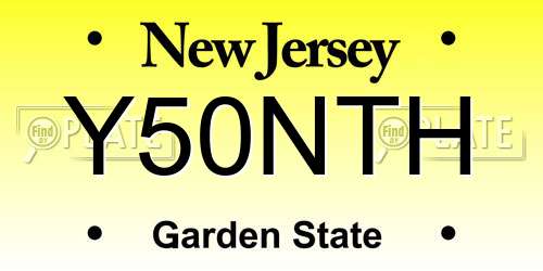 Y50NTH New Jersey License Plate