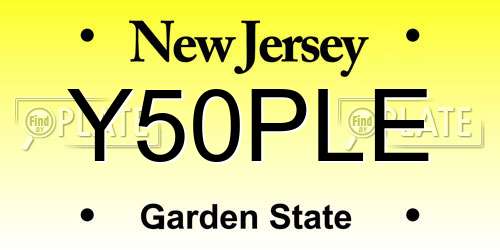 Y50PLE New Jersey License Plate