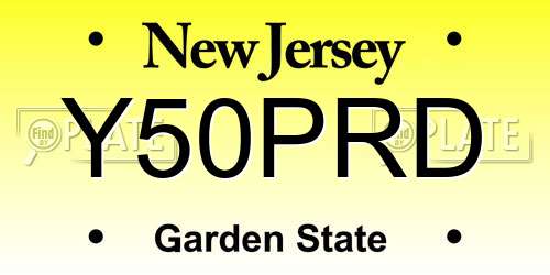Y50PRD New Jersey License Plate
