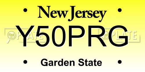 Y50PRG New Jersey License Plate