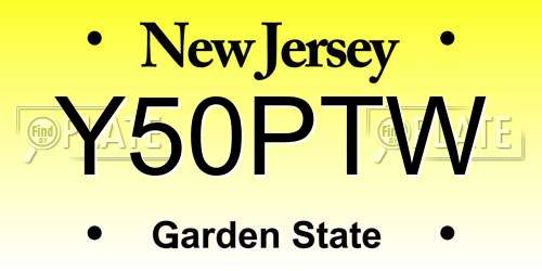 Y50PTW New Jersey License Plate