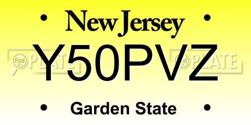 Y50PVZ New Jersey License Plate