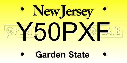 Y50PXF New Jersey License Plate