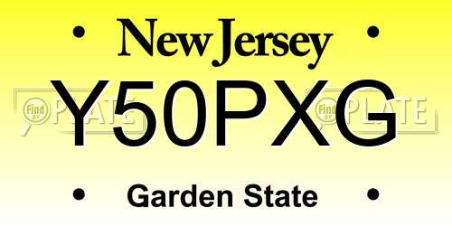 Y50PXG New Jersey License Plate