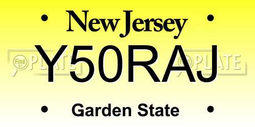 Y50RAJ New Jersey License Plate