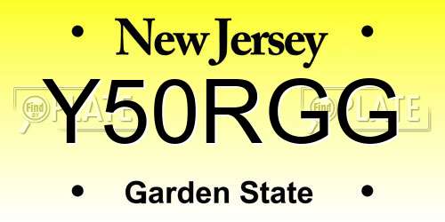 Y50RGG New Jersey License Plate