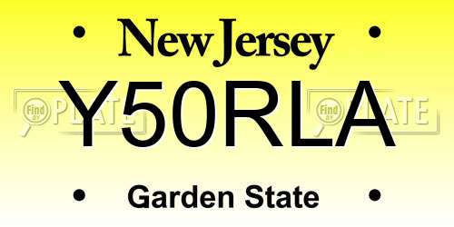 Y50RLA New Jersey License Plate