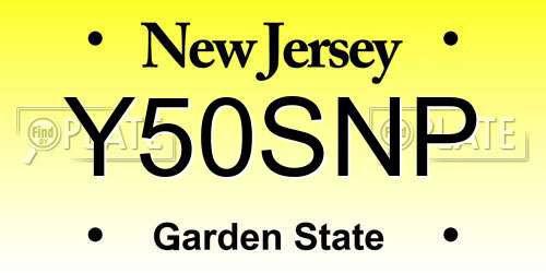 Y50SNP New Jersey License Plate