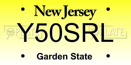 Y50SRL New Jersey License Plate