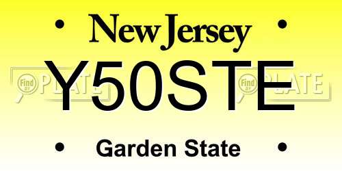 Y50STE New Jersey License Plate